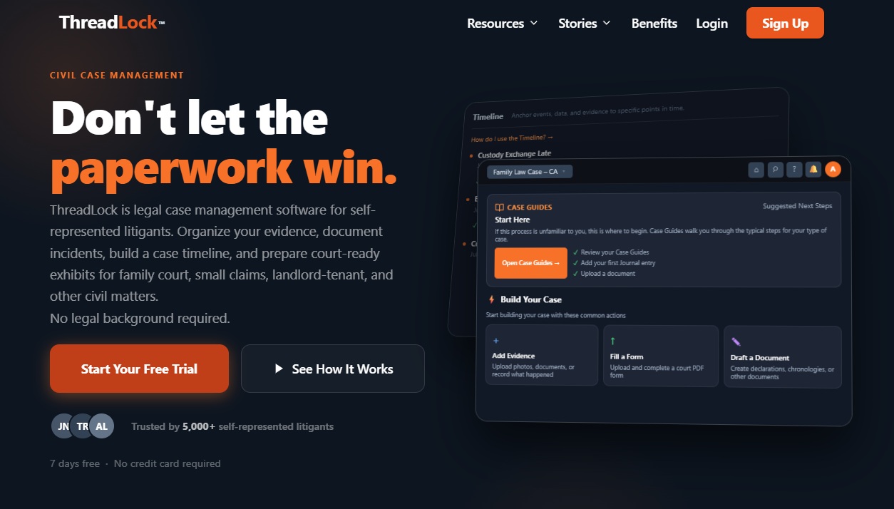 ThreadLock: case management for people representing themselves